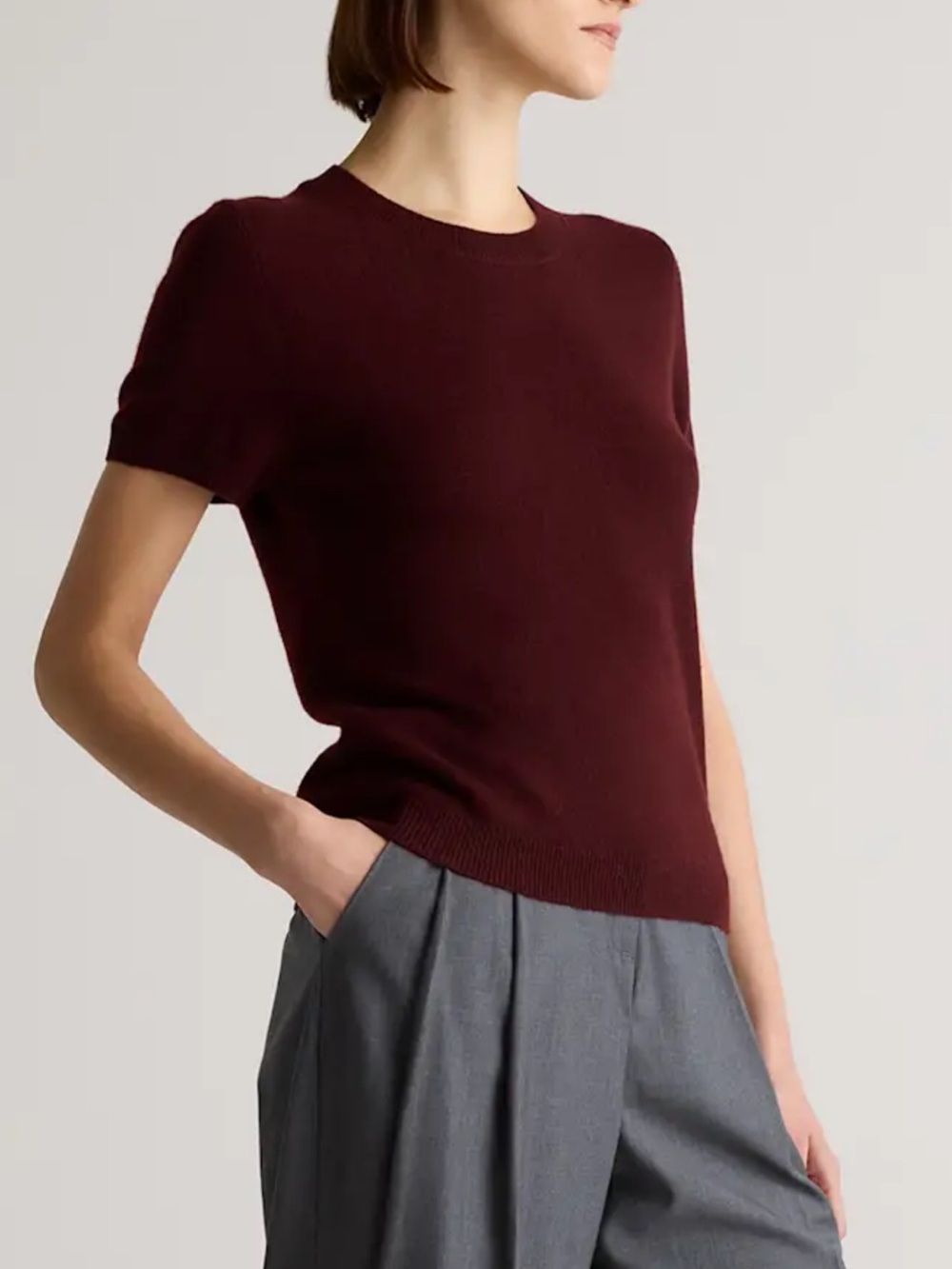 Quince Mongolian Cashmere Tee Large Luxury Minimalist Lightweight